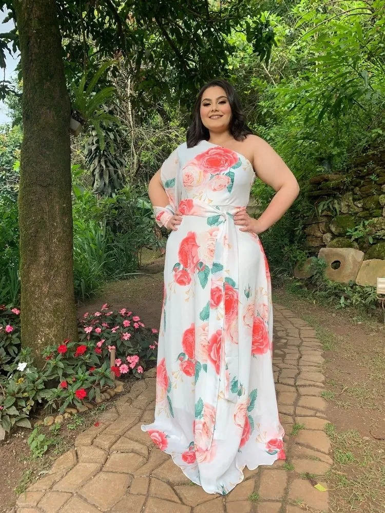 Vestido de Festa Nara Estampado Off White