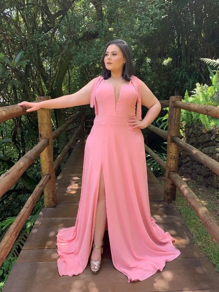 Vestido Madrinha com decote Ana Julia Rosê