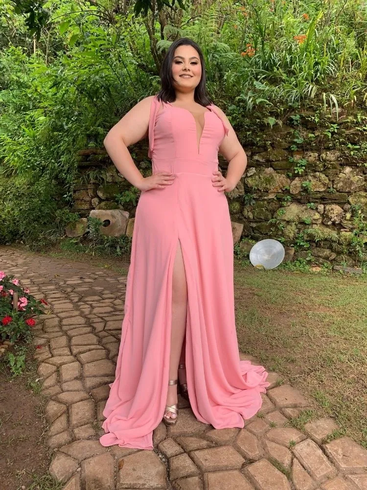 Vestido Madrinha com decote Ana Julia Rosê
