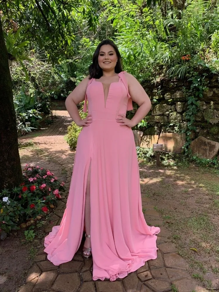 Vestido Madrinha com decote Ana Julia Rosê