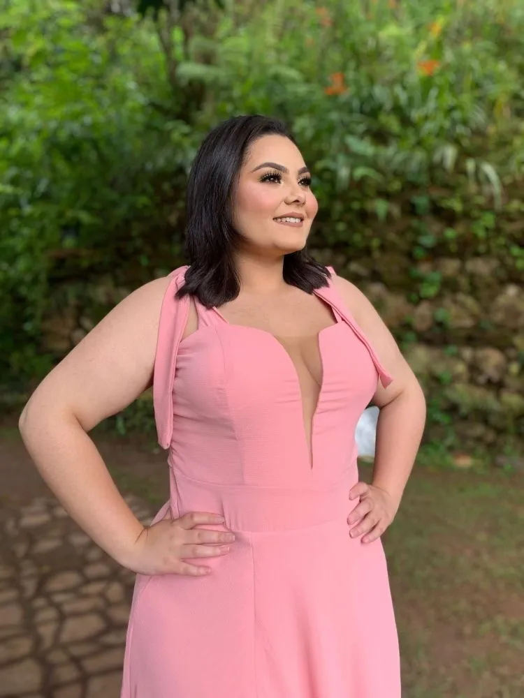 Vestido Madrinha com decote Ana Julia Rosê