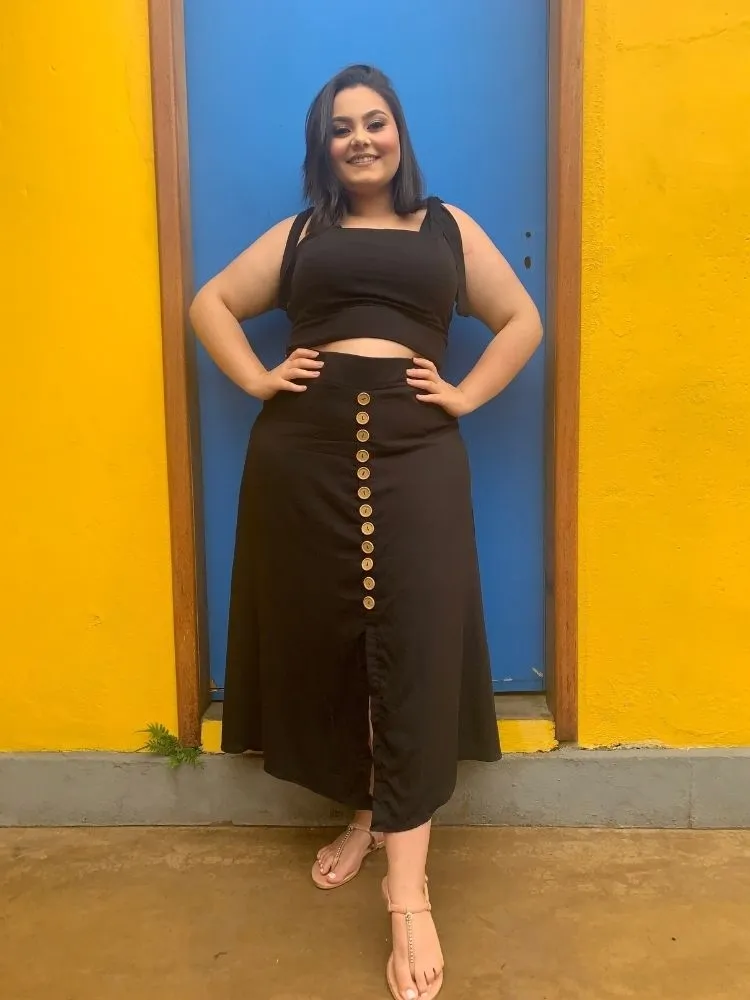 Saia de Botões Preto TNM Collection