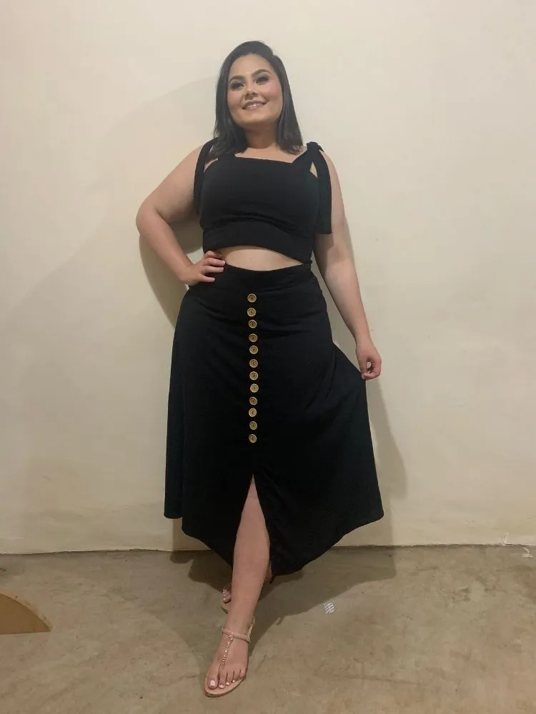 Saia de Botões Preto TNM Collection