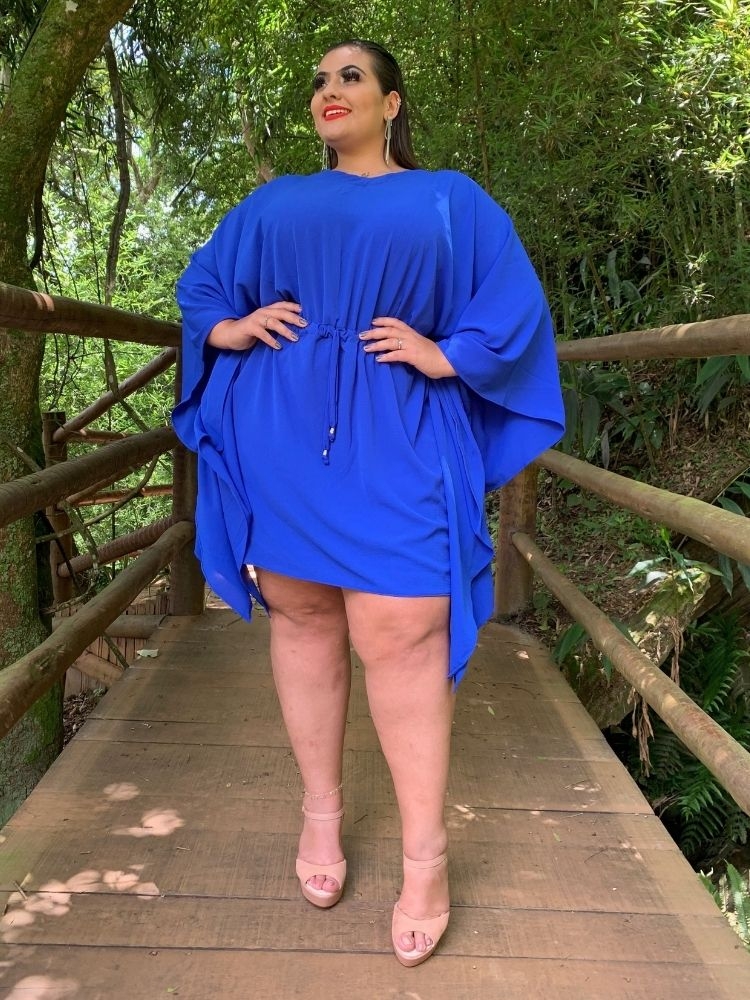 Vestido Curto Kimono Cibele Azul Royal