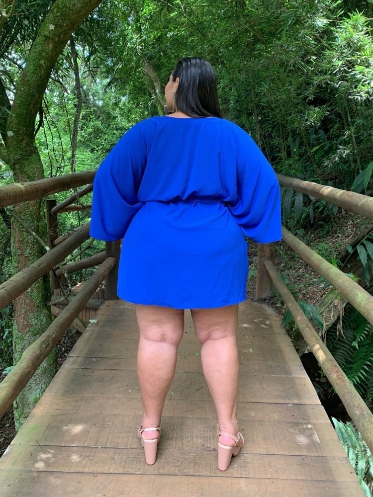 Vestido Curto Kimono Cibele Azul Royal