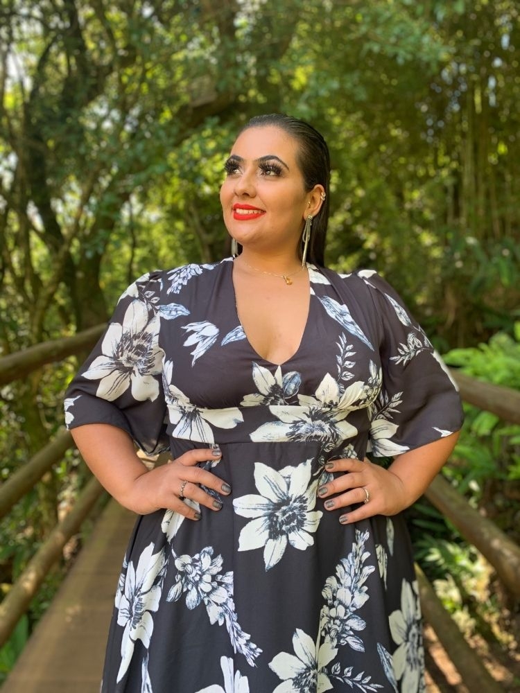 Vestido de Festa Estampado Geralda