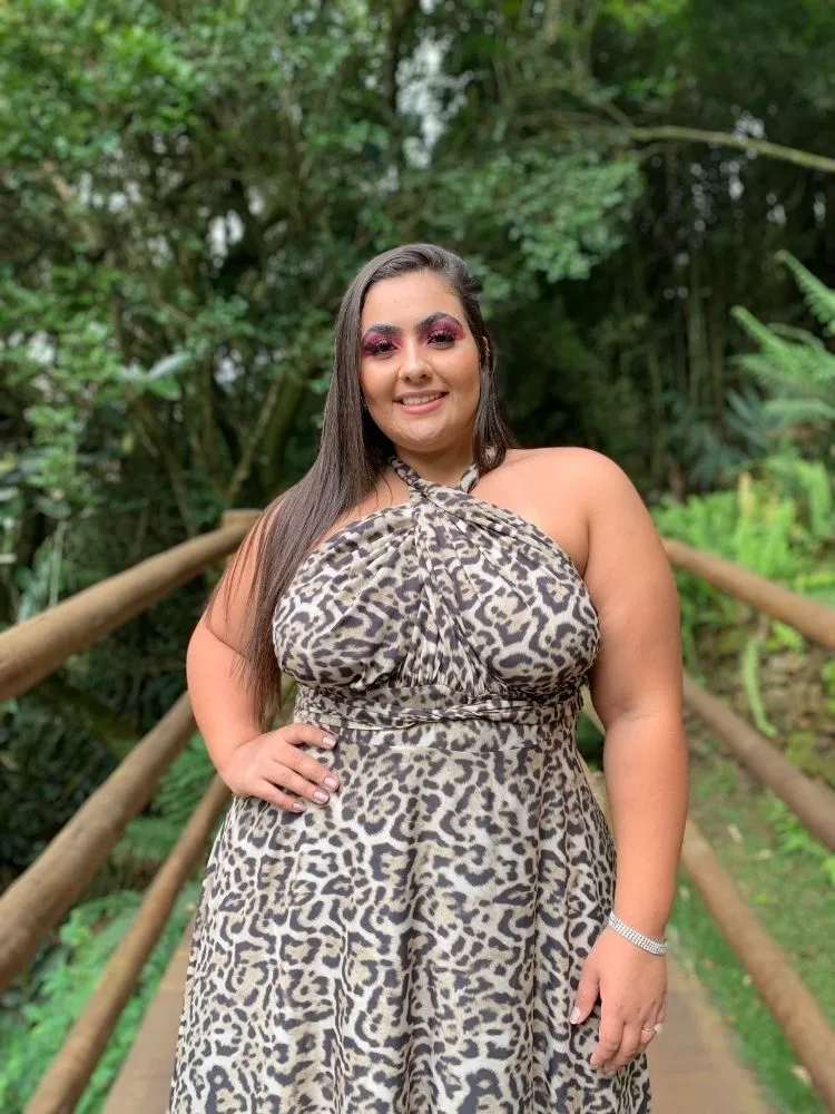 Vestido Longo Estampado Multiformas Anathan Animal Print