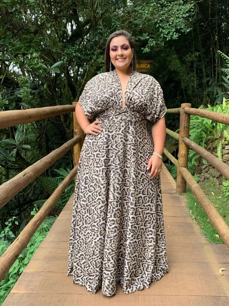 Vestido Longo Estampado Multiformas Anathan Animal Print