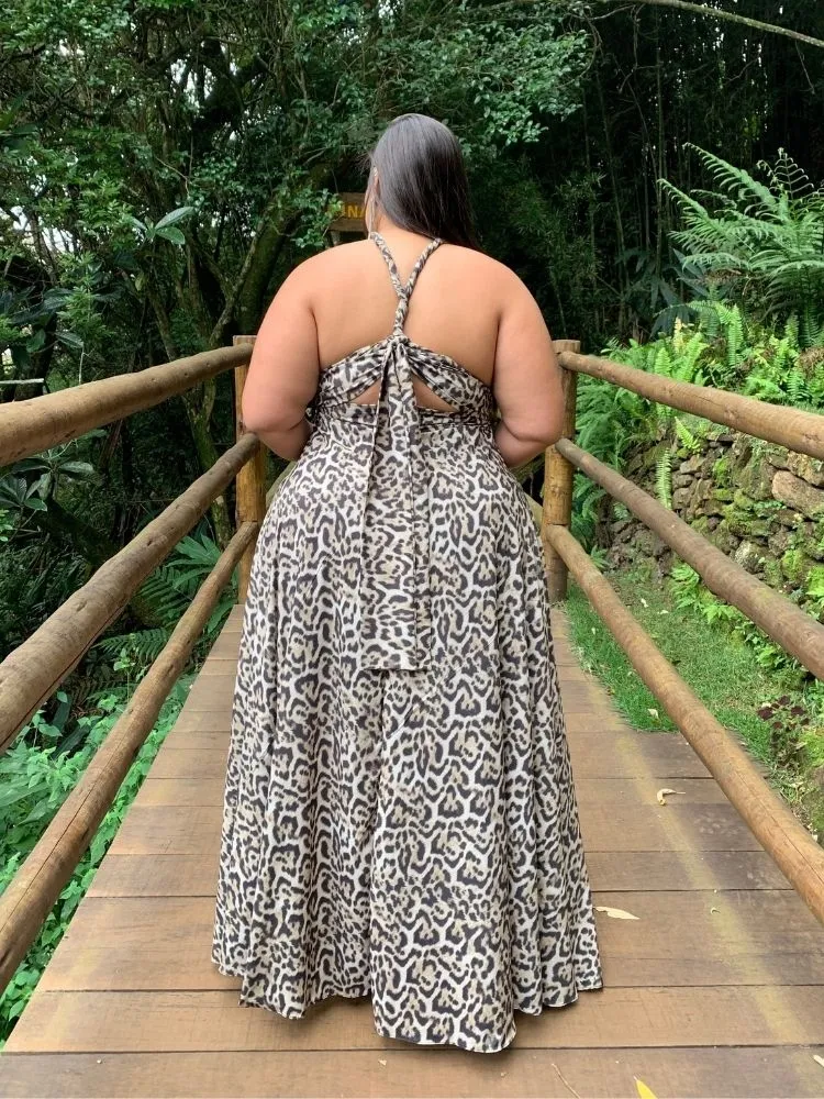 Vestido Longo Estampado Multiformas Anathan Animal Print