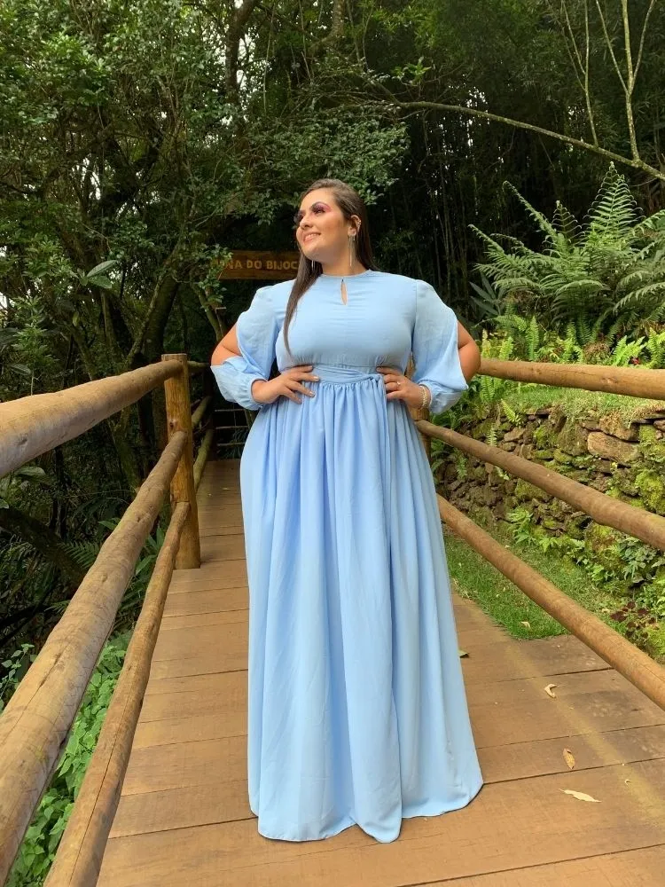 Vestido Fabiana Madrinha de Casamento Azul Serenity
