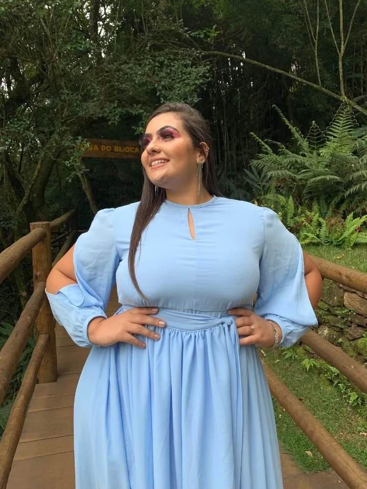 Vestido Fabiana Madrinha de Casamento Azul Serenity