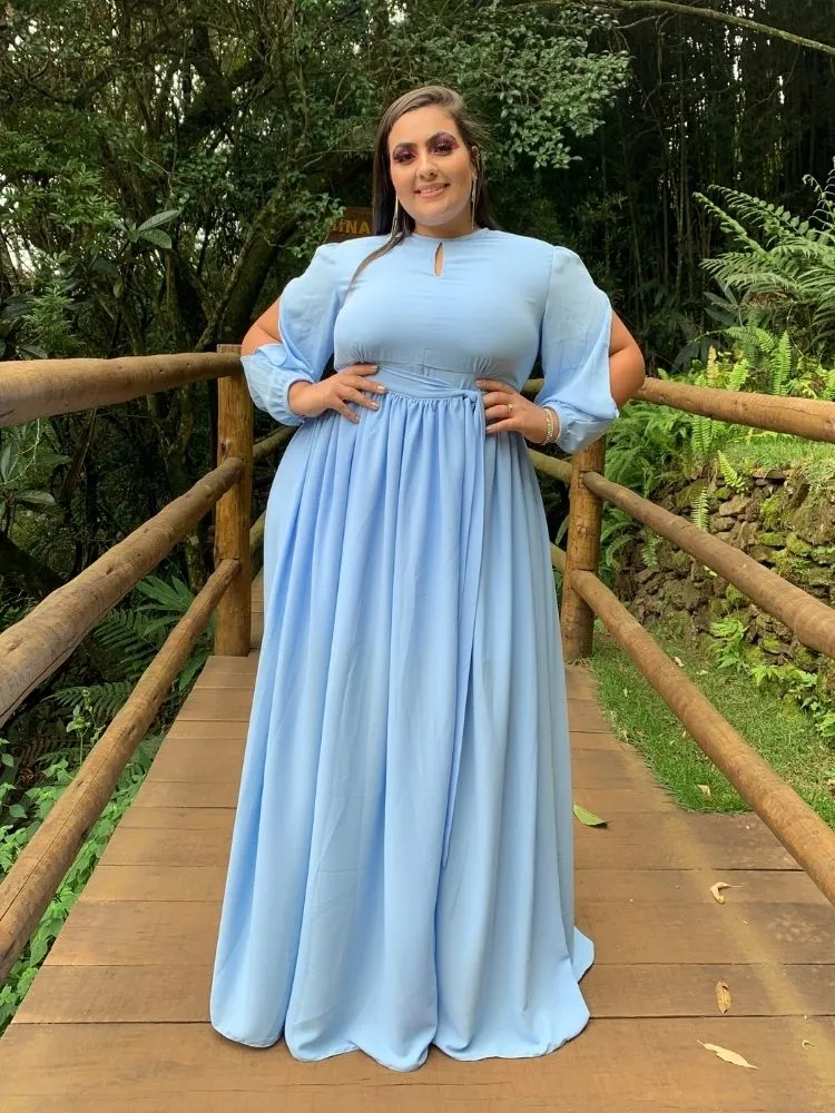 Vestido Fabiana Madrinha de Casamento Azul Serenity