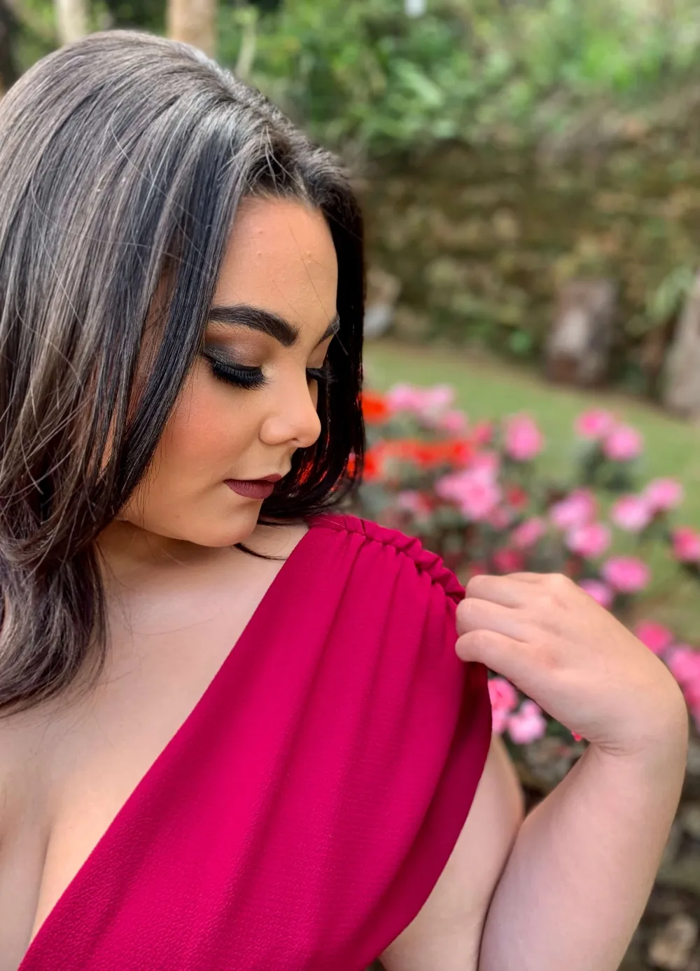 Vestido Longo Madrinha da Casamento Pink Strong Plus Size Alice Fan