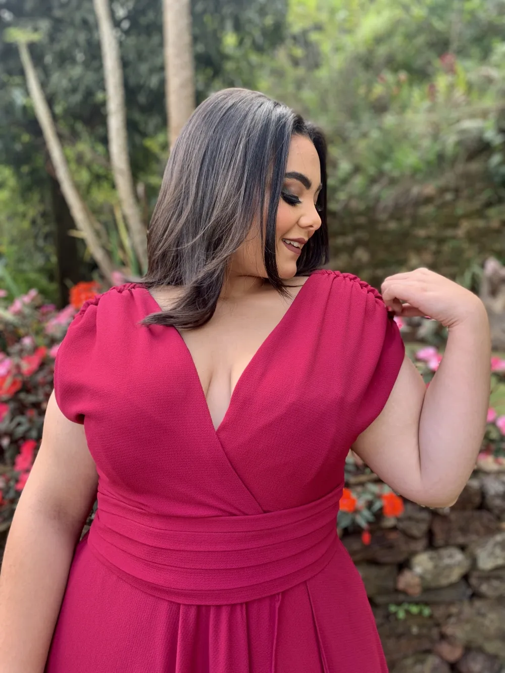 Vestido Longo Madrinha da Casamento Pink Strong Plus Size Alice Fan