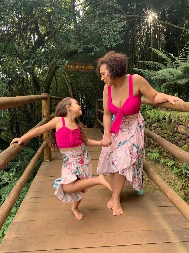 Cropped e Saia Envelope Tal Mãe, Tal Filha Rosa Pink