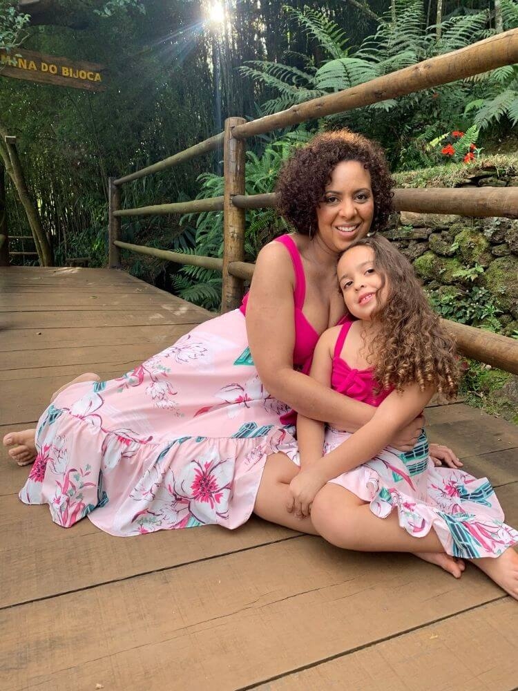 Cropped e Saia Envelope Tal Mãe, Tal Filha Rosa Pink