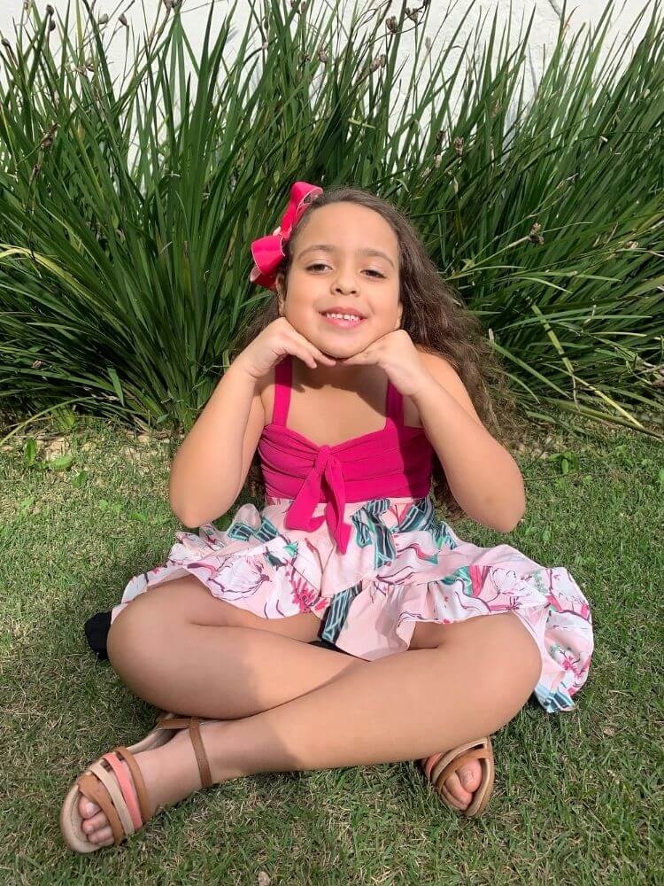 Cropped e Saia Envelope Infantil Rosa Pink