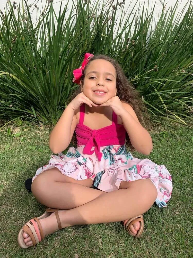 Cropped e Saia Envelope Infantil Rosa Pink