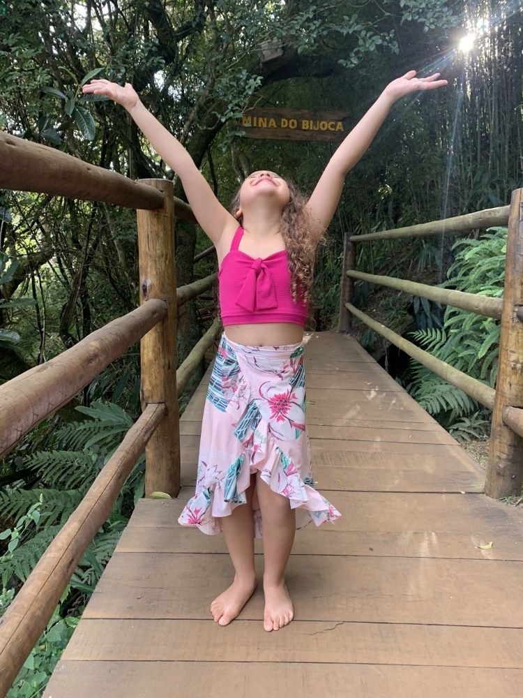 Cropped e Saia Envelope Infantil Rosa Pink