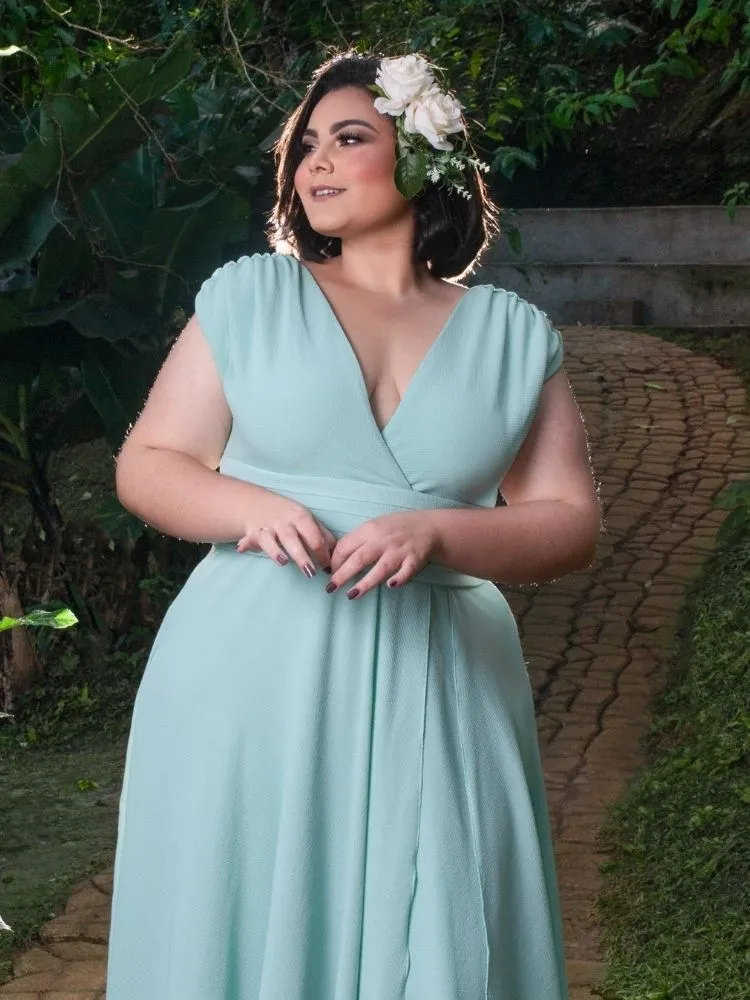 Vestido Madrinha Casamento Alice Fan Verde Menta