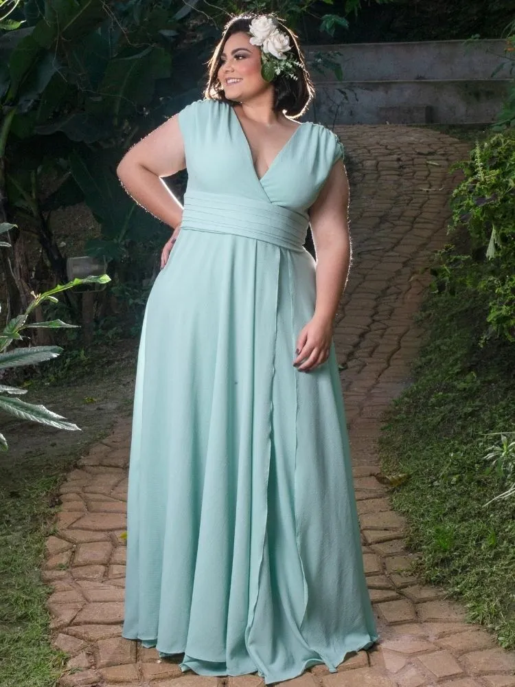Vestido Madrinha Casamento Alice Fan Verde Menta