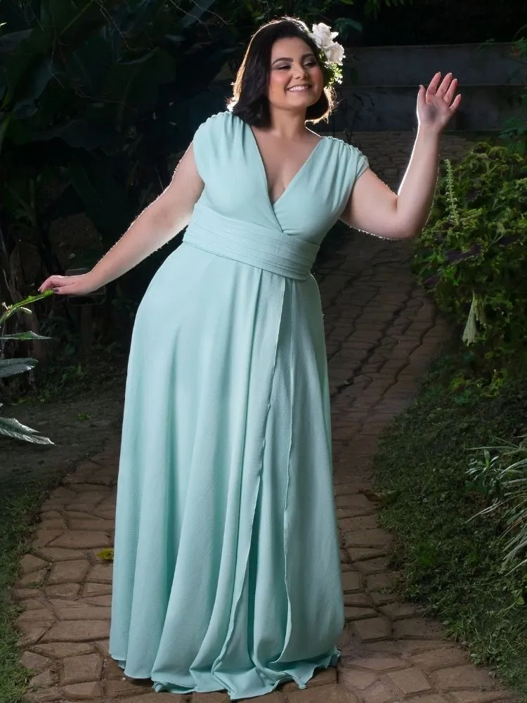 Vestido Madrinha Casamento Alice Fan Verde Menta