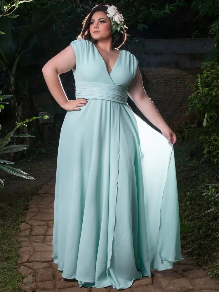 Vestido Madrinha Casamento Alice Fan Verde Menta