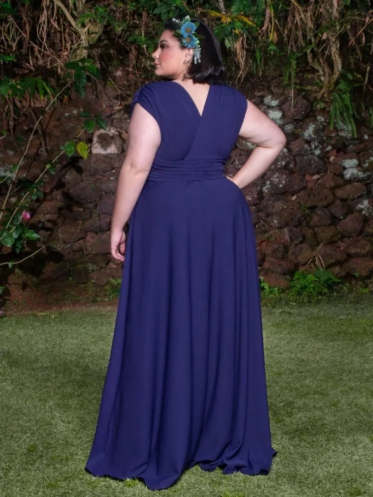 Vestido Madrinha Casamento Alice Fan Azul Marinho