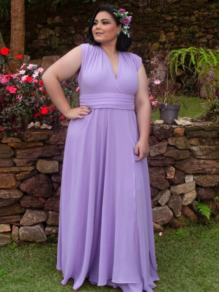Vestido Madrinha Casamento Alice Fan Lilás