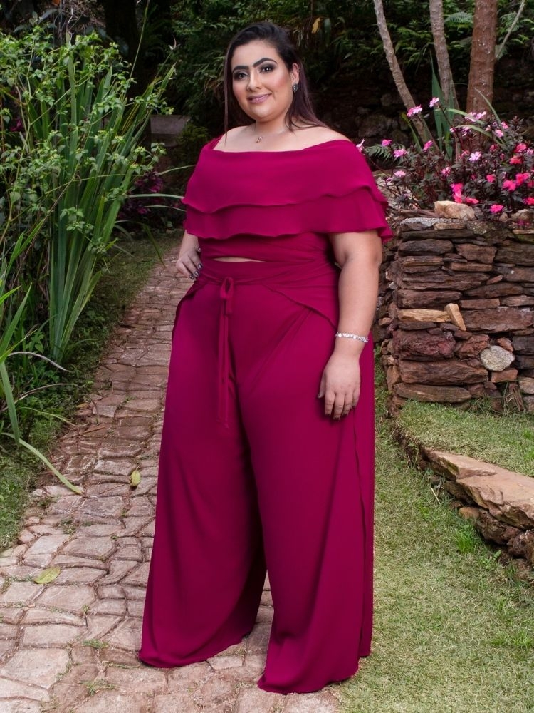 Conjunto Cropped Ciganinha Pink Strong e Calça Envelope