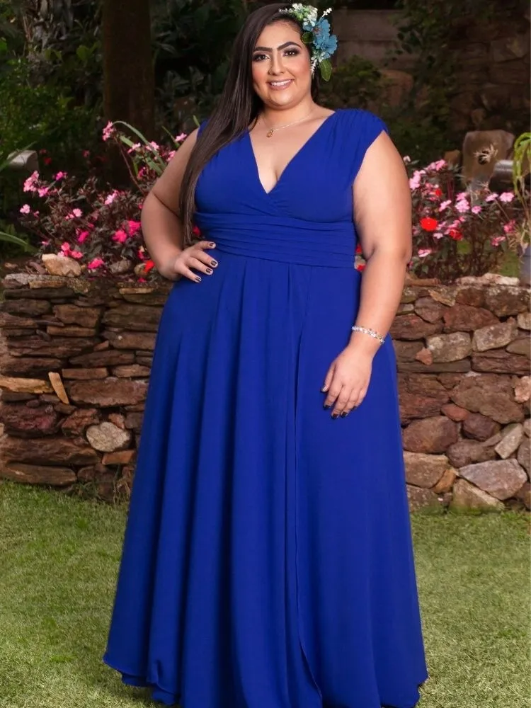 Vestido Madrinha Casamento Alice Fan Azul Royal