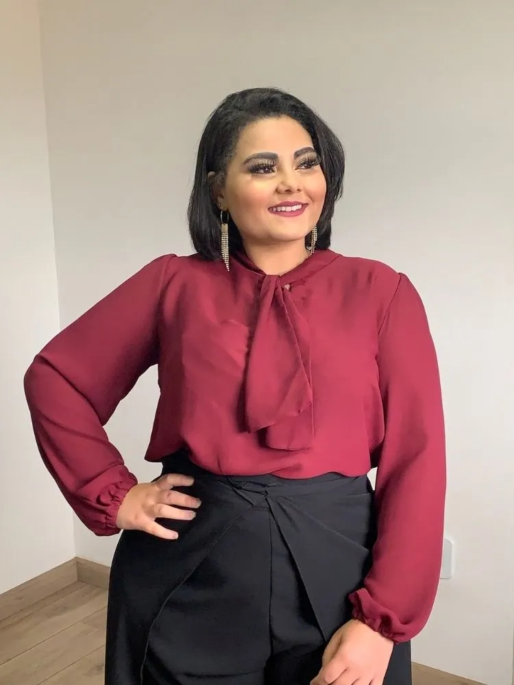 Blusa Gola Laço TNM Collection Marsala