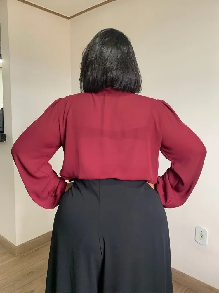 Blusa Gola Laço TNM Collection Marsala
