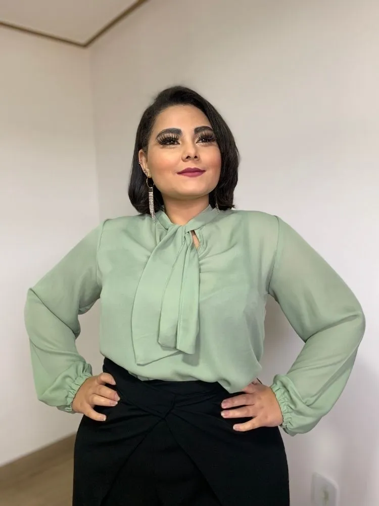 Blusa Gola Laço TNM Collection Verde Menta
