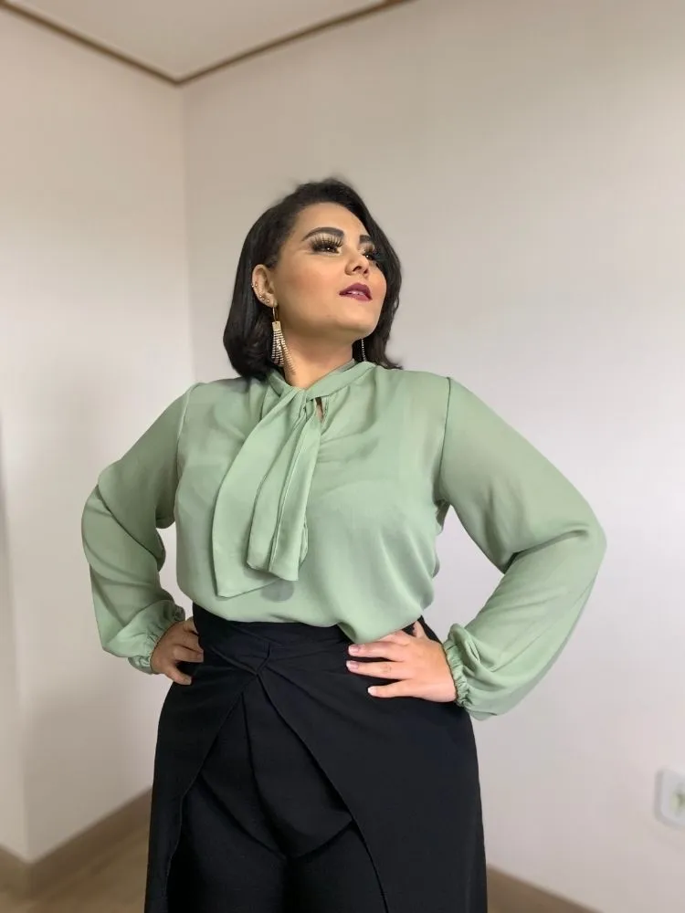 Blusa Gola Laço TNM Collection Verde Menta
