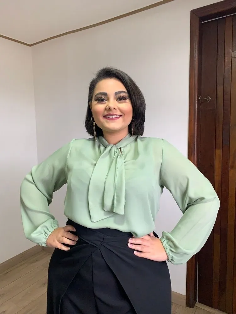 Blusa Gola Laço TNM Collection Verde Menta