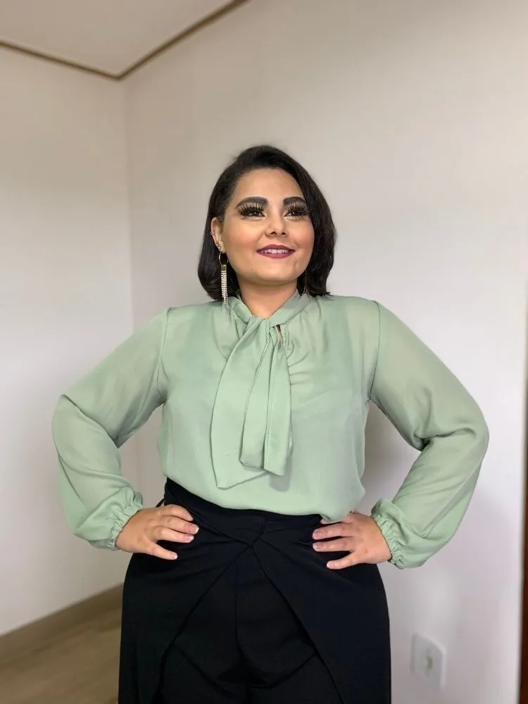 Blusa Gola Laço TNM Collection Verde Menta