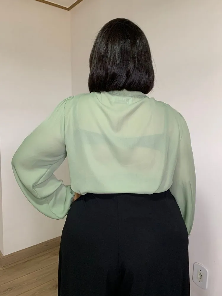 Blusa Gola Laço TNM Collection Verde Menta