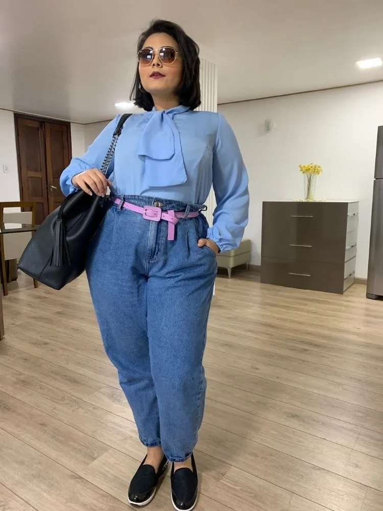 Blusa Gola Laço TNM Collection Azul Serenity