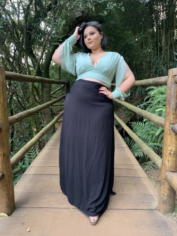 Cropped Manga Longa Solange Verde Menta
