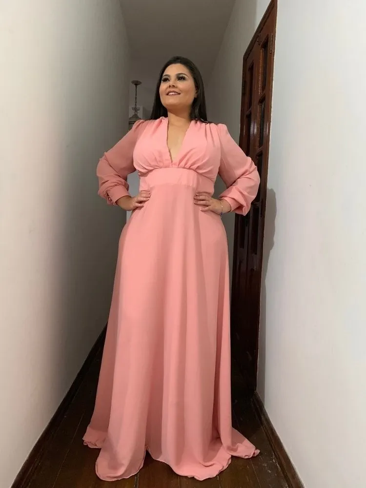 Vestido Longo de Festa Modelo Caroline Rosê