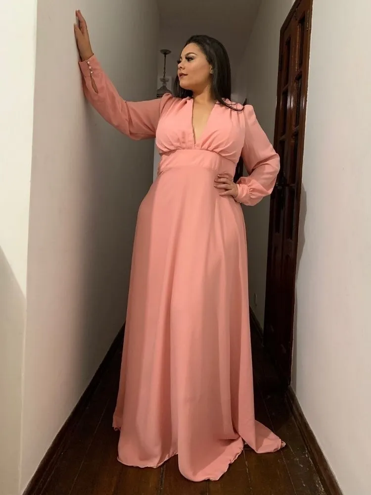 Vestido Longo de Festa Modelo Caroline Rosê