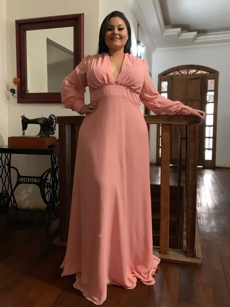 Vestido Longo de Festa Modelo Caroline Rosê