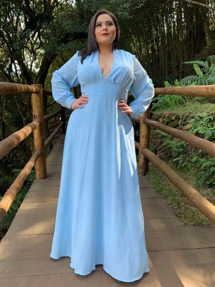 Vestido Longo de Festa Modelo Caroline Azul Serenity