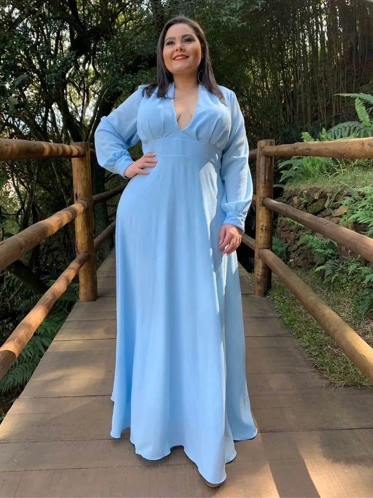 Vestido Longo de Festa Modelo Caroline Azul Serenity
