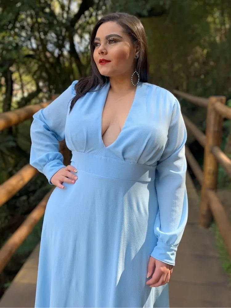 Vestido Longo de Festa Modelo Caroline Azul Serenity
