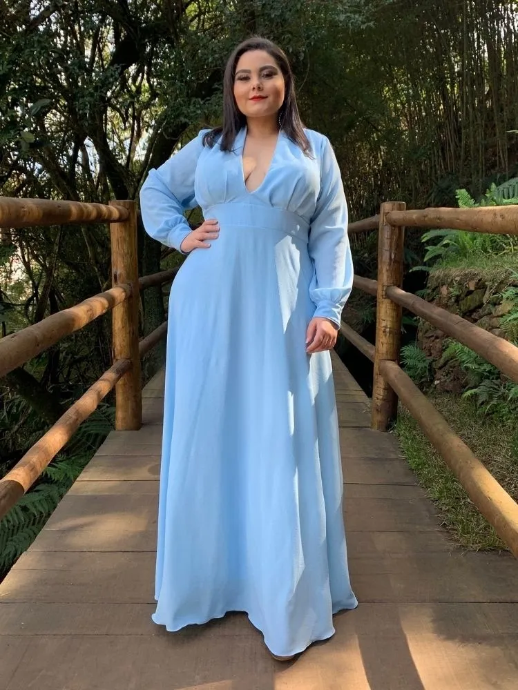 Vestido Longo de Festa Modelo Caroline Azul Serenity