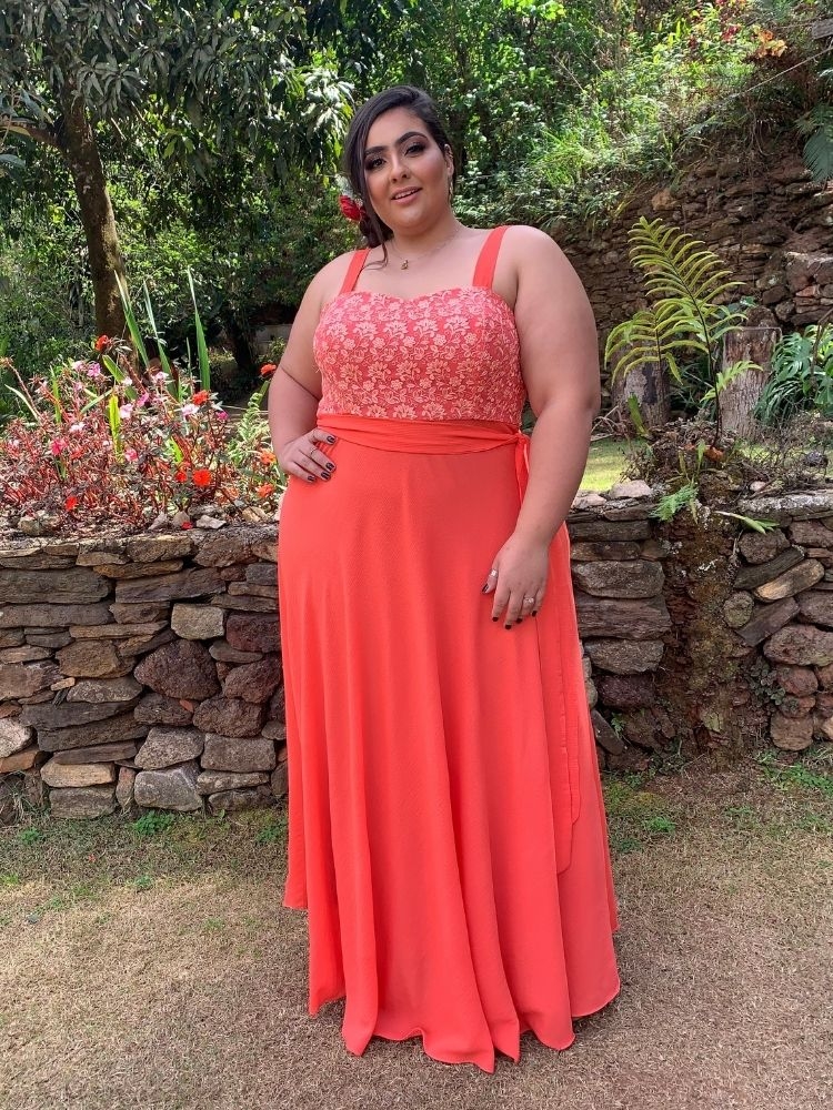 Vestido Simples Madri Coral