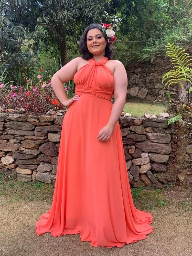 Vestido Madrinha de Casamento Multiformas Anathan Coral