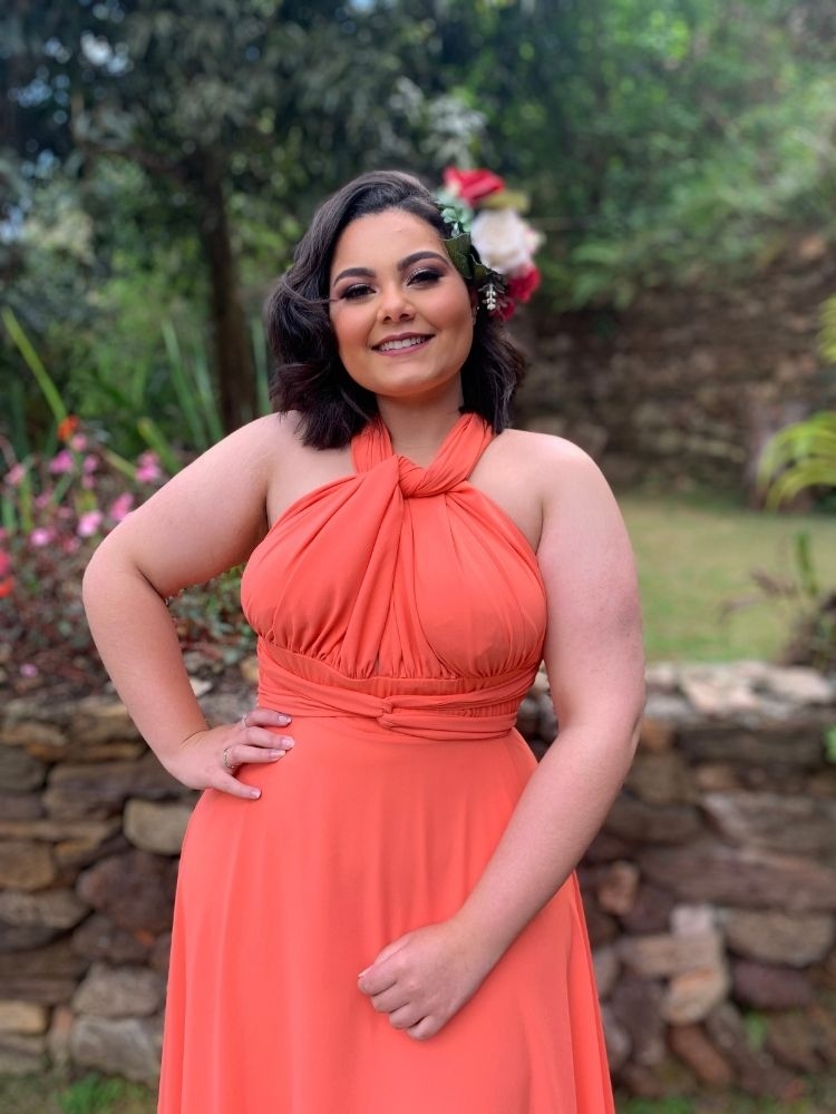 Vestido Madrinha de Casamento Multiformas Anathan Coral